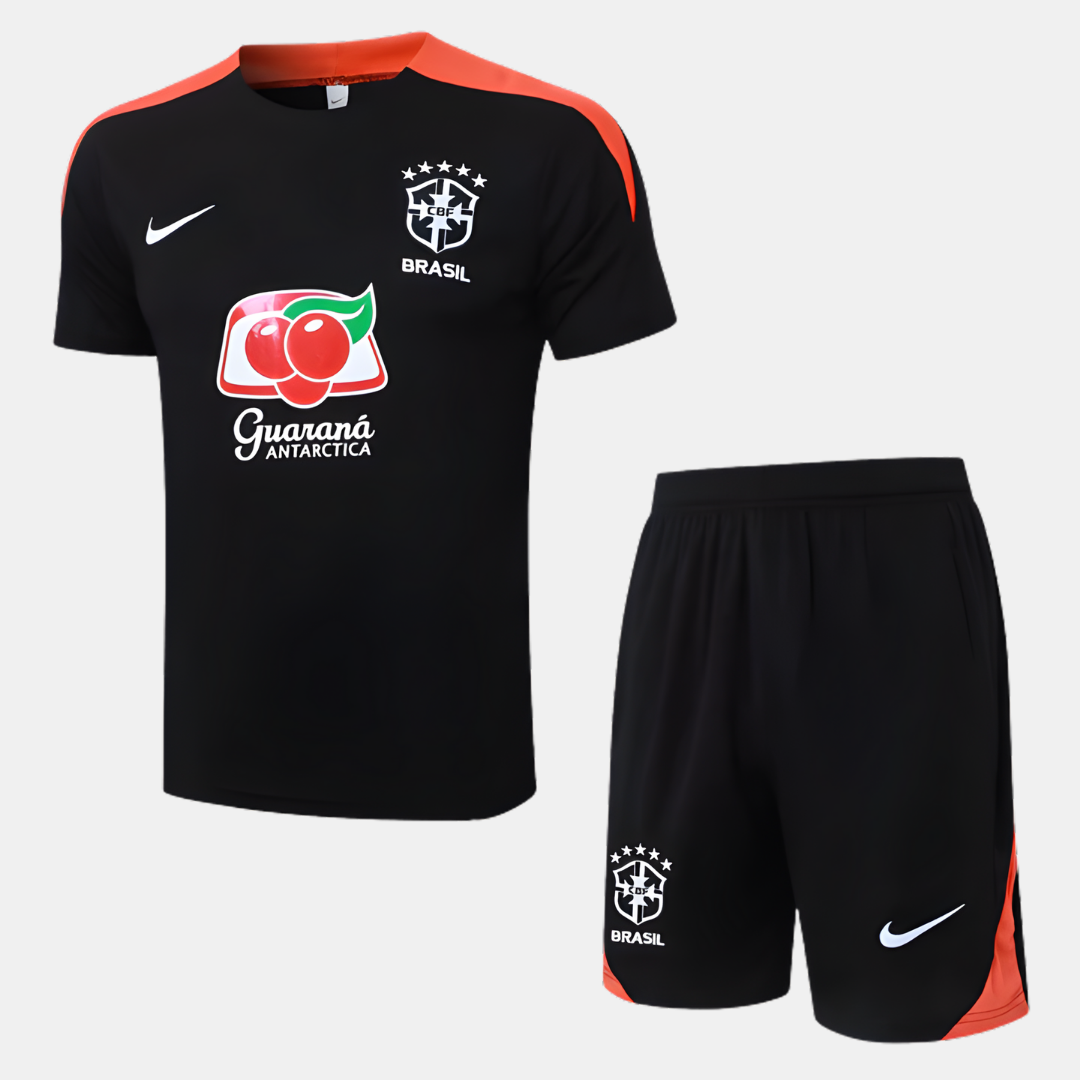 Conjunto Seleção Brasileira 2024/25 - Preto e Laranja